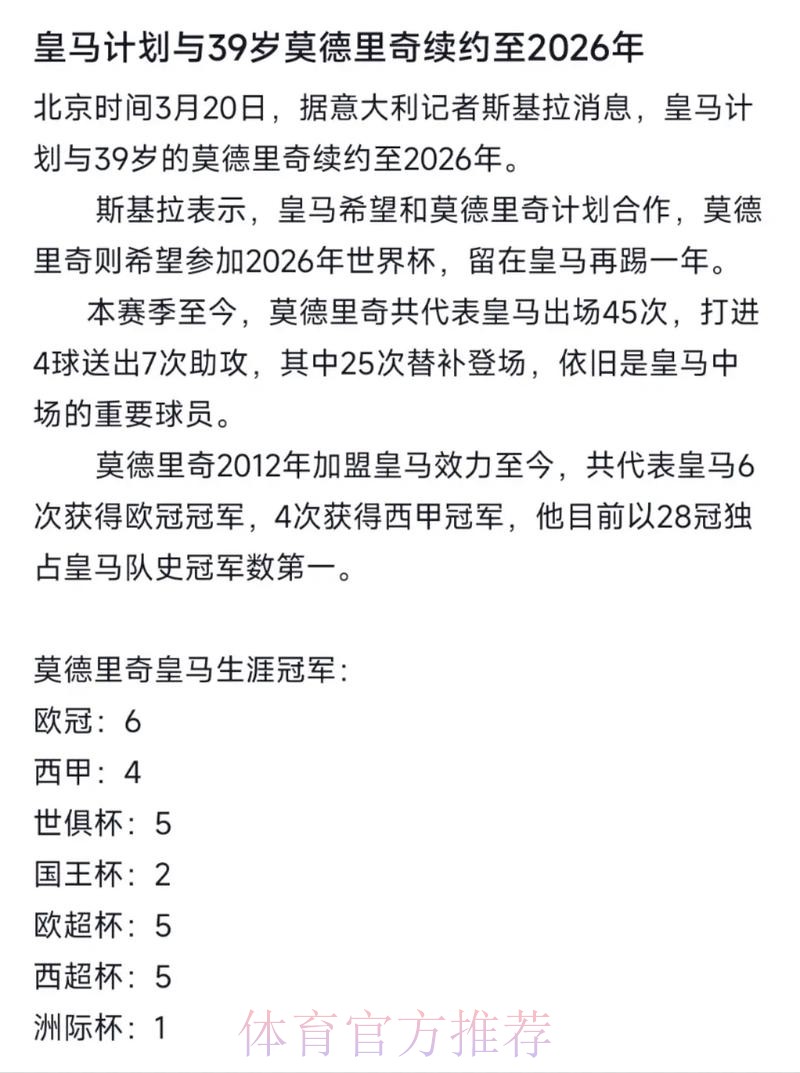 皇马将提供魔笛新合同至2023年 双方想继续合作